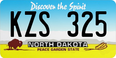 ND license plate KZS325