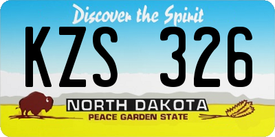 ND license plate KZS326