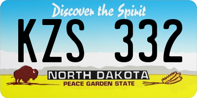 ND license plate KZS332