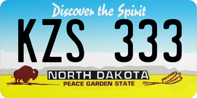 ND license plate KZS333