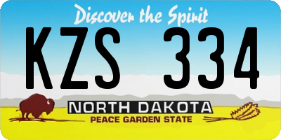 ND license plate KZS334