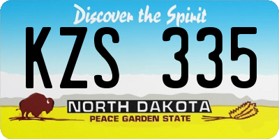 ND license plate KZS335