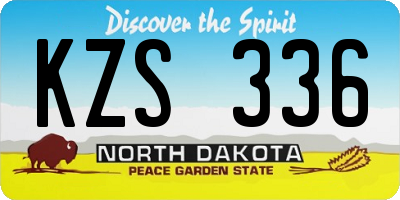 ND license plate KZS336