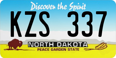 ND license plate KZS337