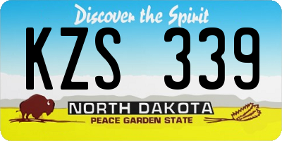 ND license plate KZS339