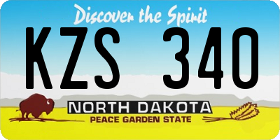 ND license plate KZS340
