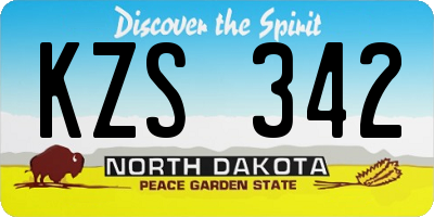 ND license plate KZS342