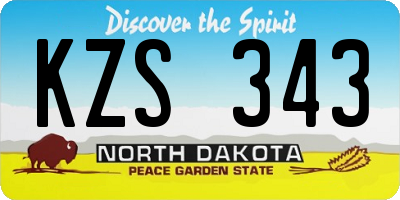 ND license plate KZS343