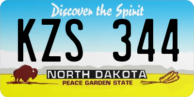 ND license plate KZS344