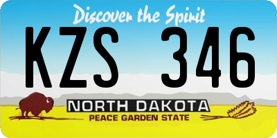 ND license plate KZS346