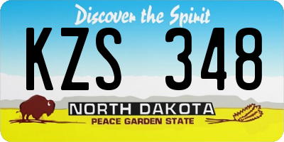 ND license plate KZS348