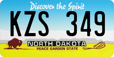 ND license plate KZS349