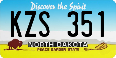 ND license plate KZS351