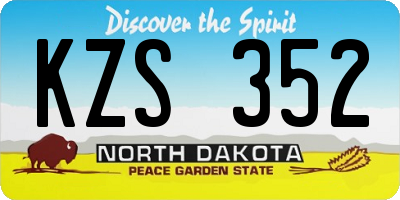 ND license plate KZS352