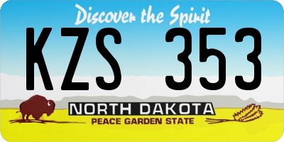 ND license plate KZS353