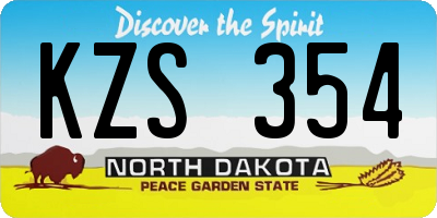 ND license plate KZS354