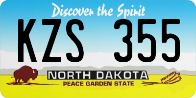 ND license plate KZS355