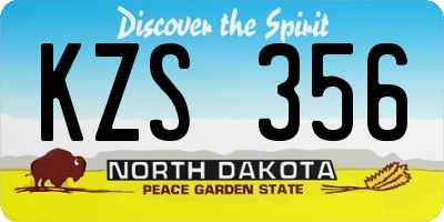 ND license plate KZS356