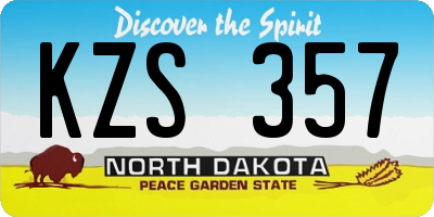 ND license plate KZS357
