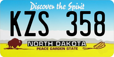 ND license plate KZS358