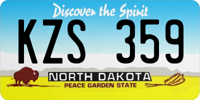 ND license plate KZS359