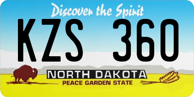 ND license plate KZS360