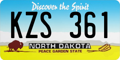 ND license plate KZS361