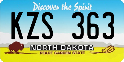 ND license plate KZS363