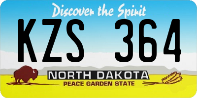 ND license plate KZS364