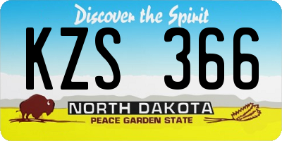 ND license plate KZS366