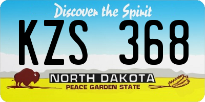 ND license plate KZS368