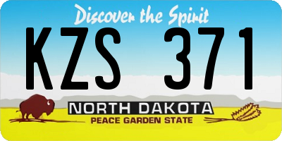 ND license plate KZS371
