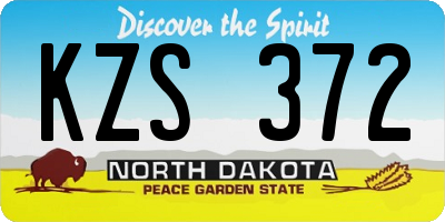 ND license plate KZS372