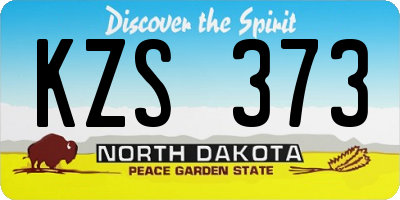 ND license plate KZS373