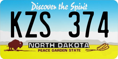 ND license plate KZS374