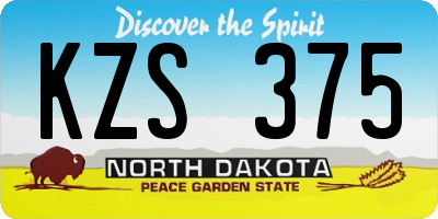 ND license plate KZS375