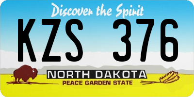 ND license plate KZS376
