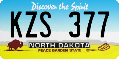 ND license plate KZS377