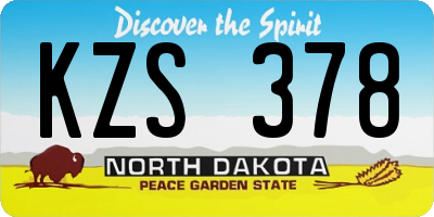 ND license plate KZS378