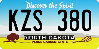 ND license plate KZS380
