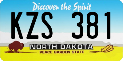 ND license plate KZS381