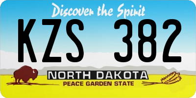ND license plate KZS382