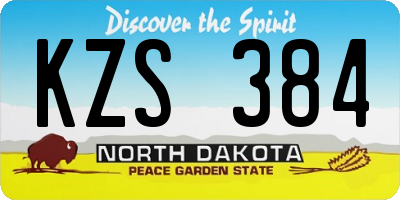 ND license plate KZS384