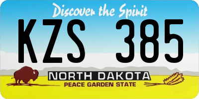 ND license plate KZS385