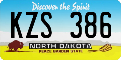 ND license plate KZS386