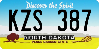 ND license plate KZS387
