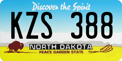 ND license plate KZS388
