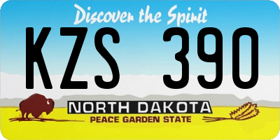 ND license plate KZS390