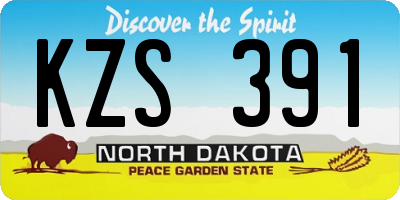 ND license plate KZS391