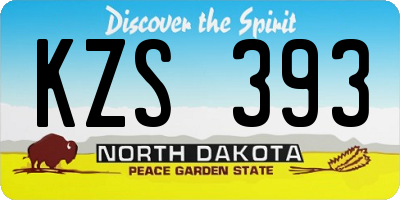 ND license plate KZS393